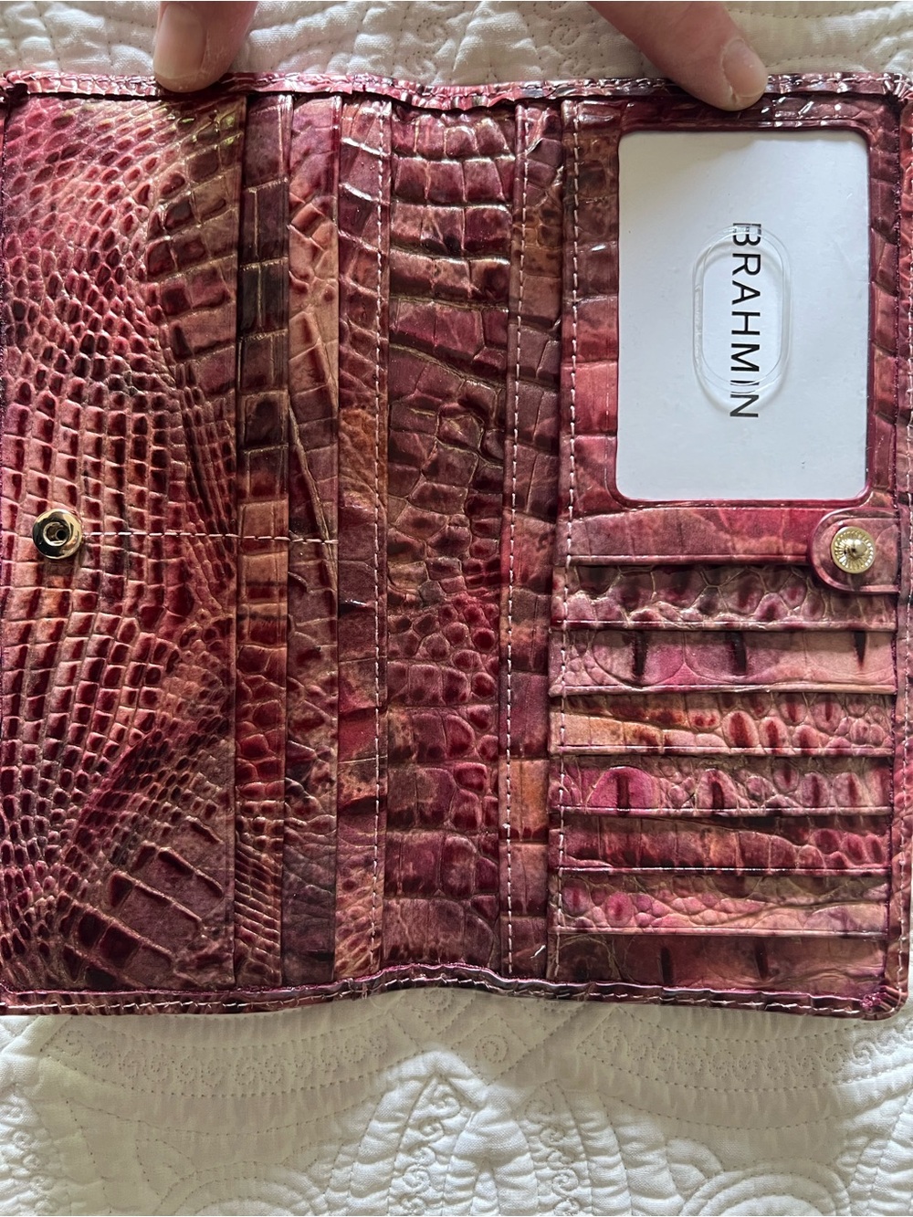 Brahmin Addy Croc-Embossed Leather Clutch Wallet - Picture 3 of 4